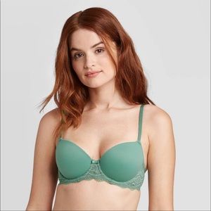 FINAL MARKDOWN NWT Auden Daydream light lift lace Demi t-shirt bra in green 34C